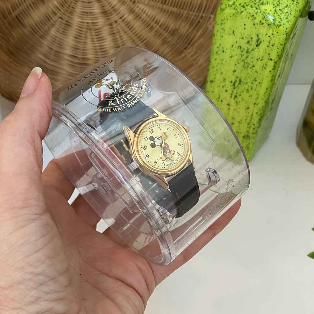 Vintage 90’s Lorus Disney Women's Gold and Black Watch New in Package
